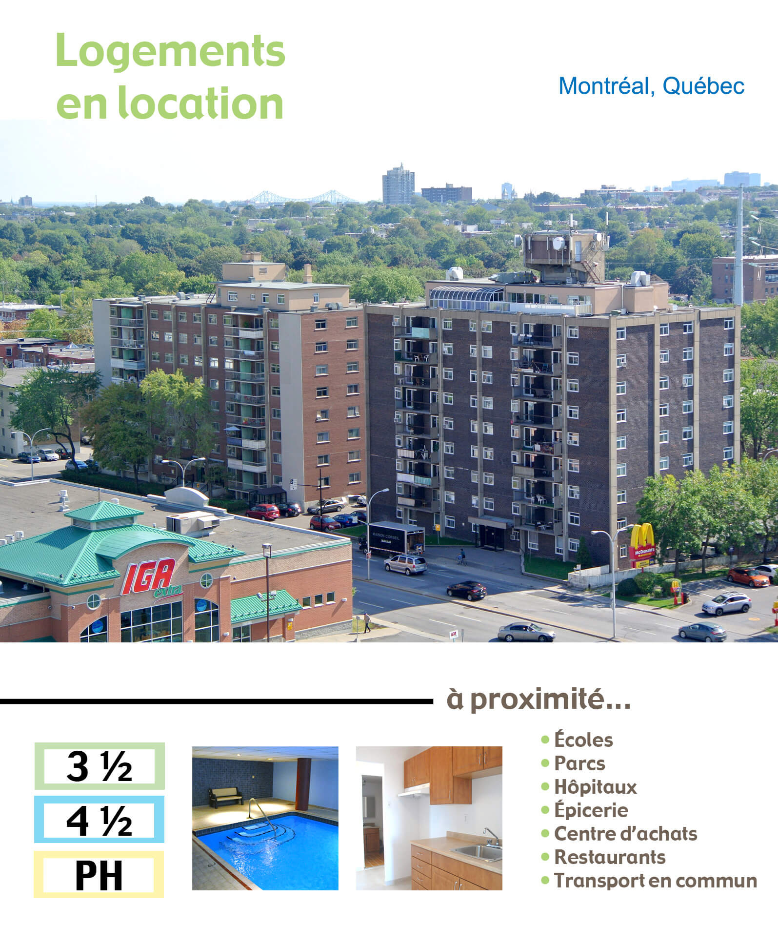 Appartements 3 ½, 4 ½ à louer - 514-376-0381 - Sistina II